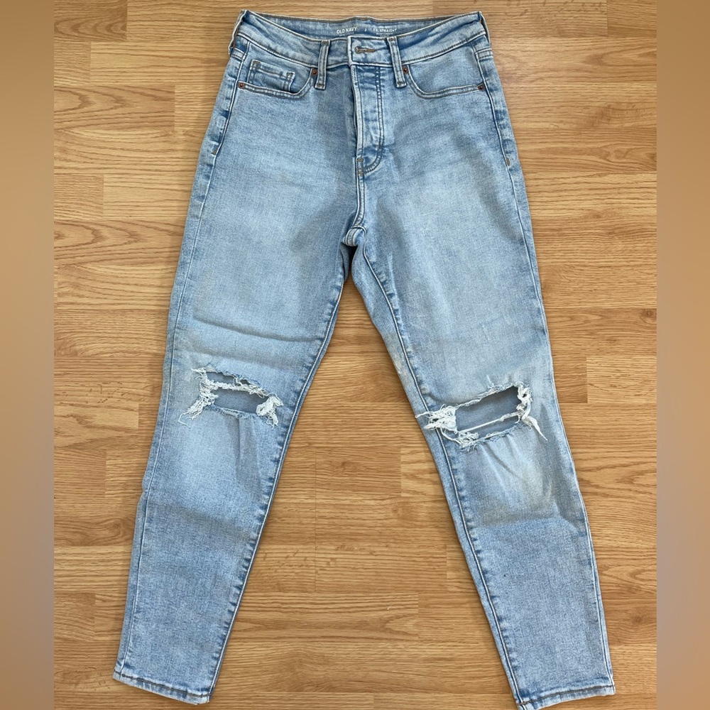 Old Navy High Rise O.G Straight Extra Stretch Jeans Ripped
